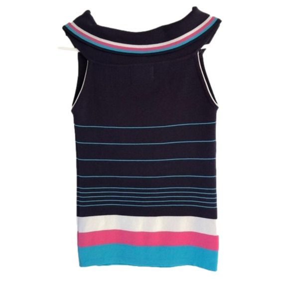 Isola Sleeveless knit sweater colour block. Navy & pink Boat neck Quality fabric - Picture 9 of 10